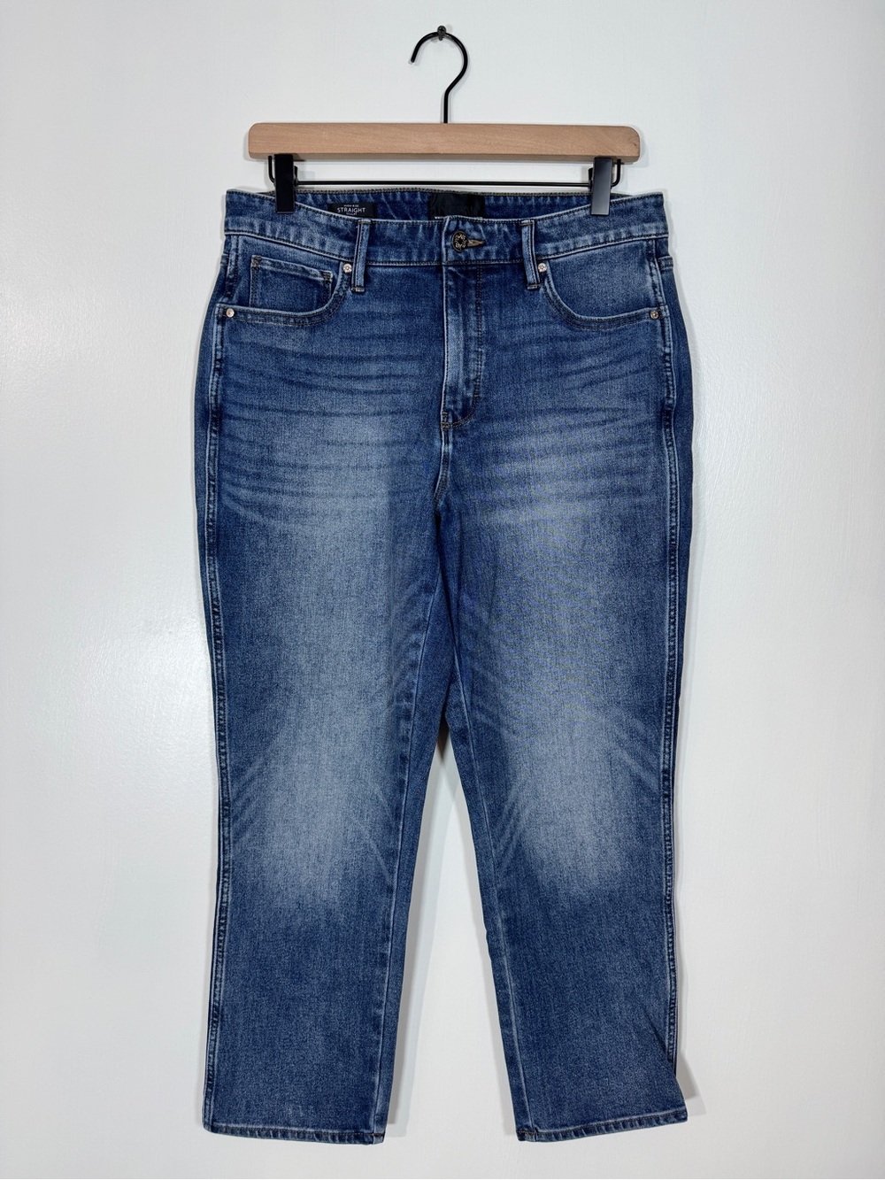 WJ246 {WHBM} "High Rise Straight Sculpt Curvy" Blue Cigarette Leg Denim Jeans